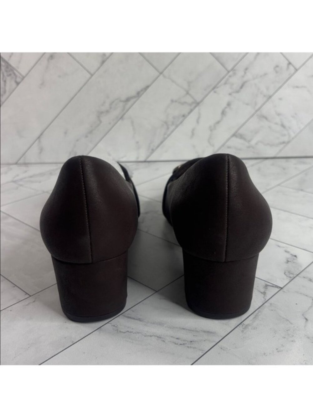 NWT Easy Street Womens Aster Brown Matte Faux Leather Block Heel Pumps Size 11M - Picture 5 of 9
